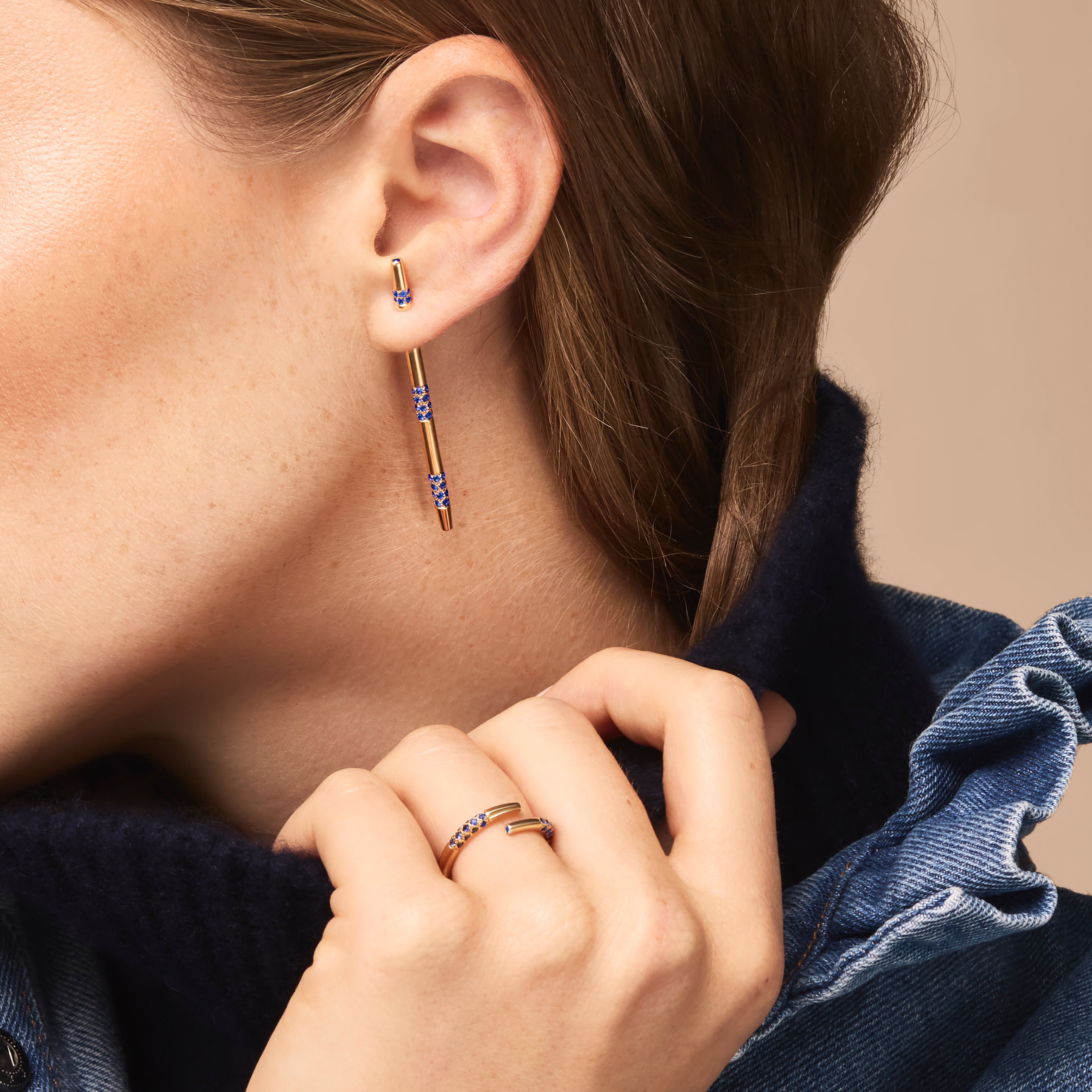 BOUCLE D'OREILLE MIKADO BLEU