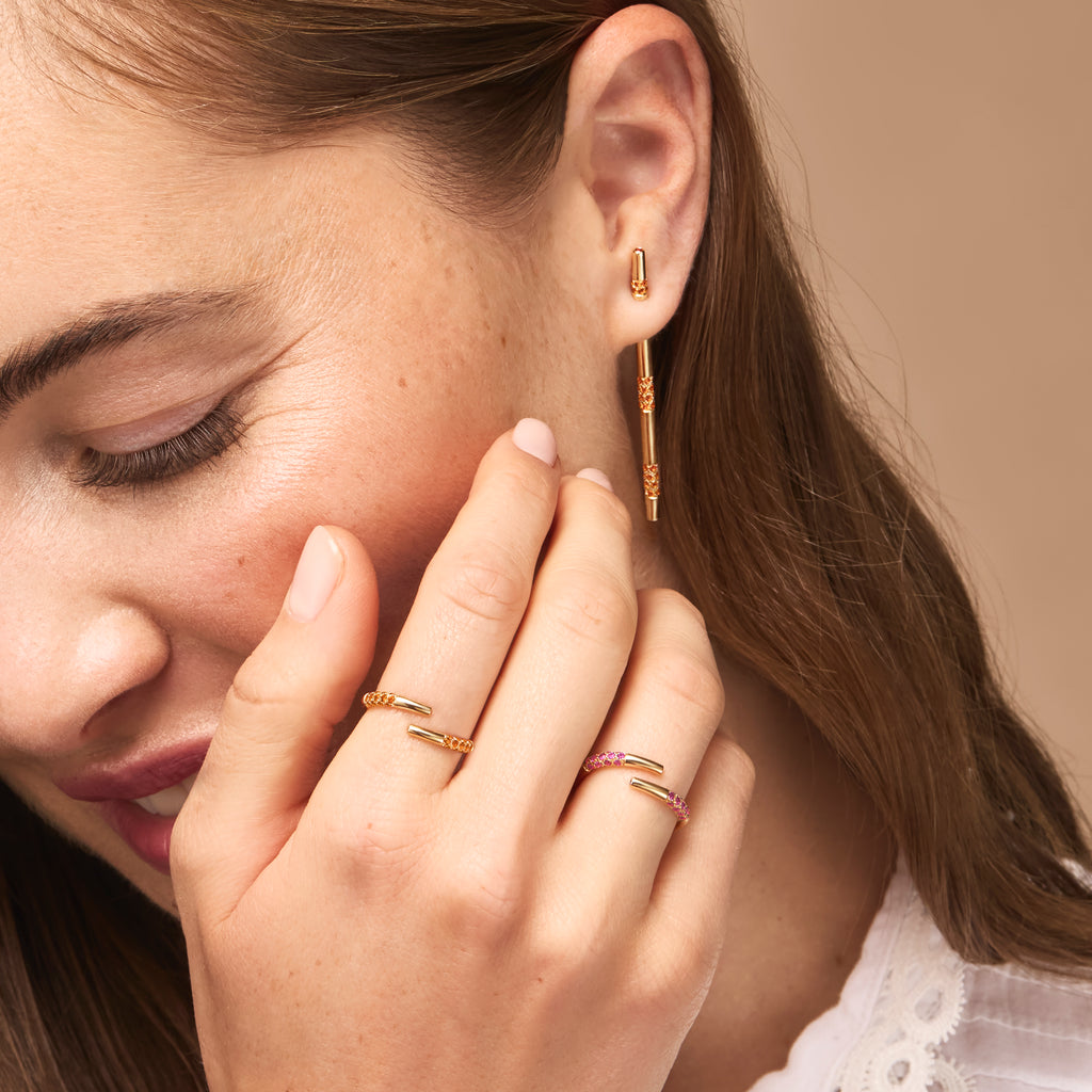 BOUCLE D'OREILLE MIKADO JAUNE BRÛLÉ